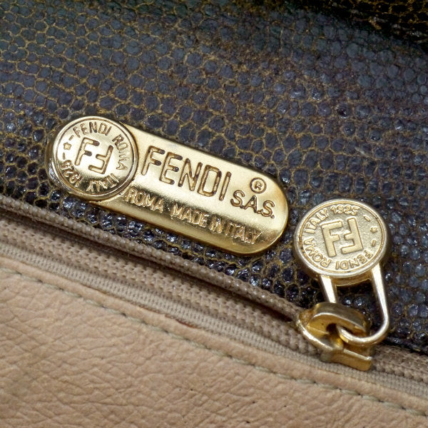 Fendi レア！ヤヌス神リザード×スエードショルダー（濃茶）