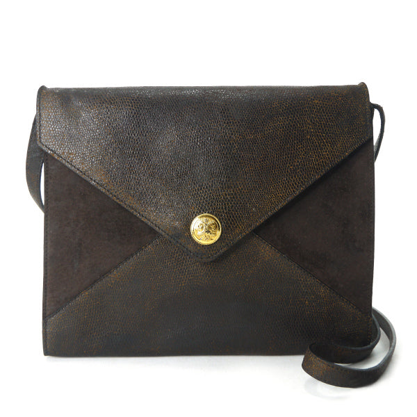 Fendi レア！ヤヌス神リザード×スエードショルダー（濃茶）