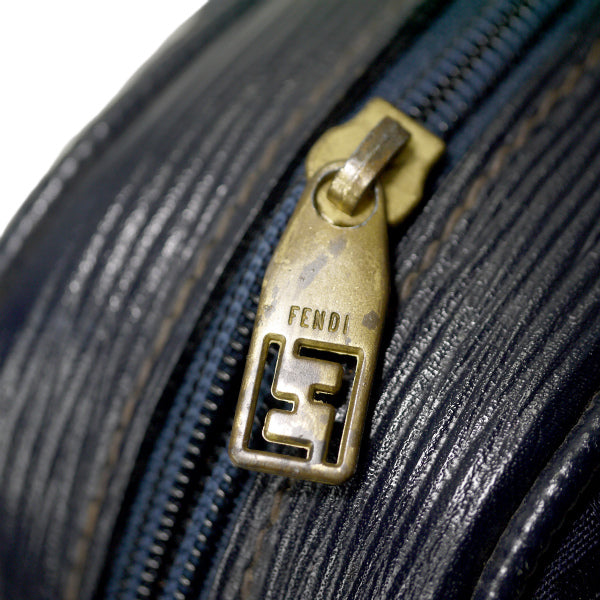 FENDI　ズッキーノ柄ロゴジャガード ボストンバッグ（紺）