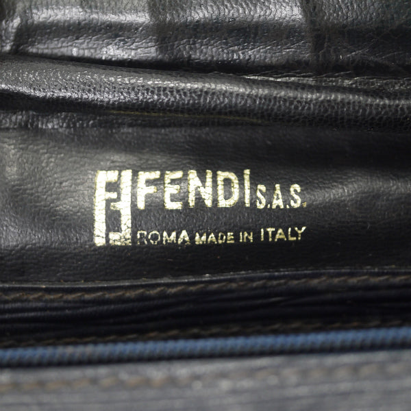 FENDI　ズッキーノ柄ロゴジャガード ボストンバッグ（紺）