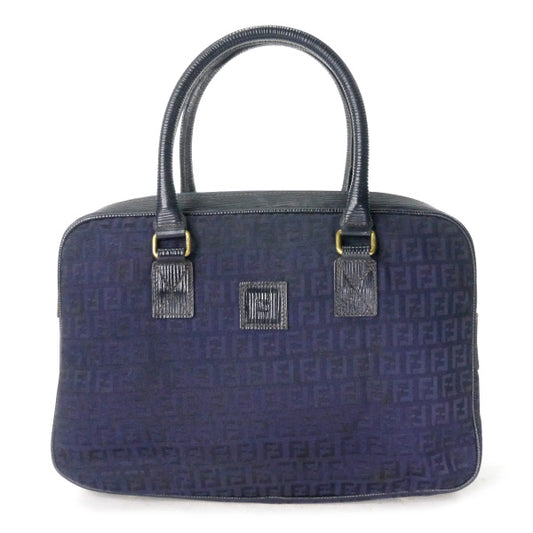 FENDI　ズッキーノ柄ロゴジャガード ボストンバッグ（紺）