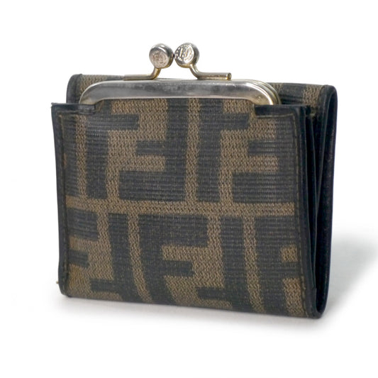 FENDI　ズッカ柄がま口ミニ折財布（黒）