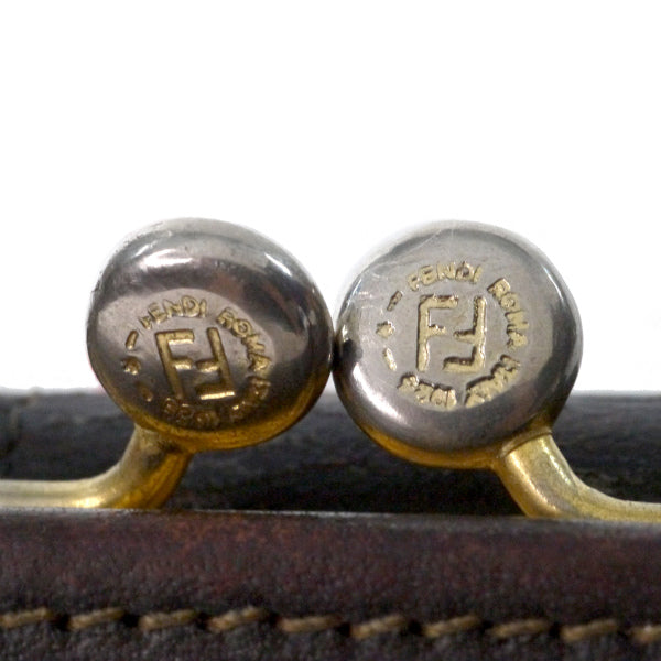 Fendi　ズッカ柄がま口 ミドル財布(茶)