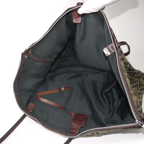 Fendi　ズッカ柄 折り畳み大型トートボストン（茶）