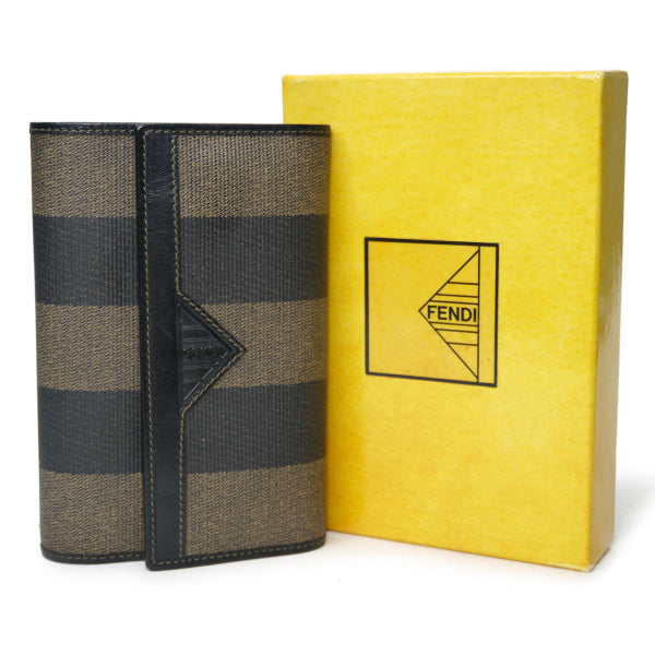 Fendi　ペカン柄がま口 ミドル財布（黒）