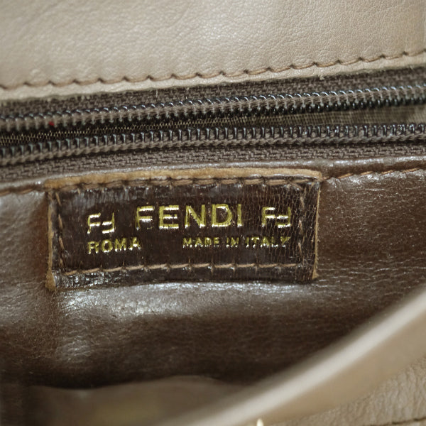 OLD Fendi 半円フラップ 編み込みレザーショルダー（チャコール）