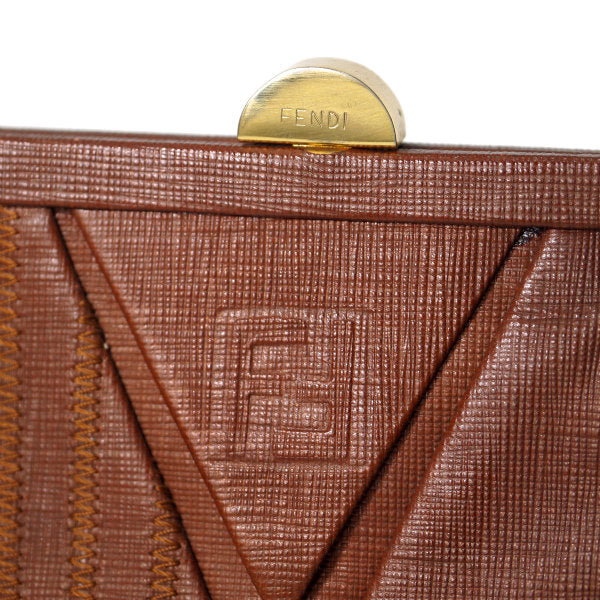 Fendi　がま口FFロゴ台形ミニショルダー（茶）