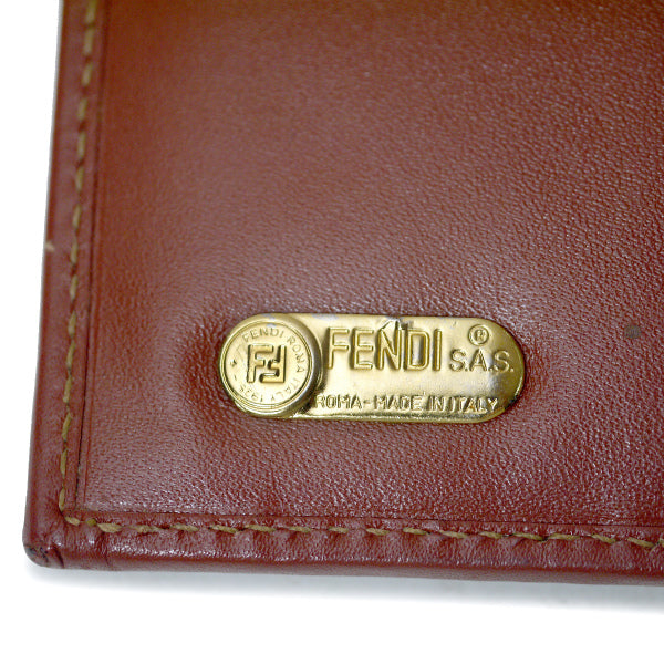 FENDI　ペカン柄2つ折り財布（茶/箱付き）