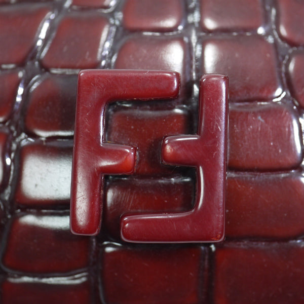 Fendi　ダブルFロゴ クロコ調バレッタ（ボルドー）