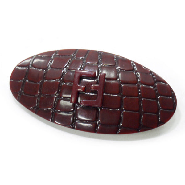 Fendi　ダブルFロゴ クロコ調バレッタ（ボルドー）