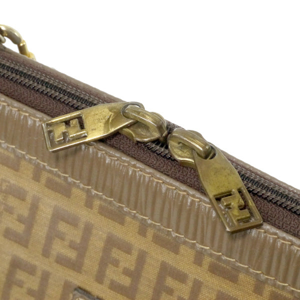 FENDI　ズッキーノ柄ロゴエンボスショルダー（茶）