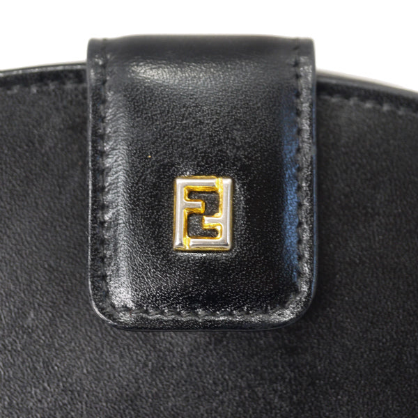 FENDI　FFロゴ ラウンドレザー折財布（黒/箱付き）