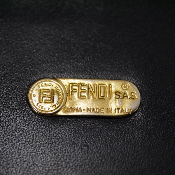 FENDI　FFロゴ ラウンドレザー折財布（黒/箱付き）