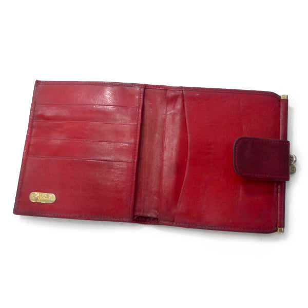 FENDI　レオパード柄がま口折財布（赤系）