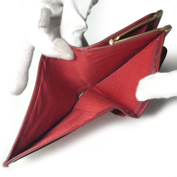 FENDI　レオパード柄がま口折財布（赤系）