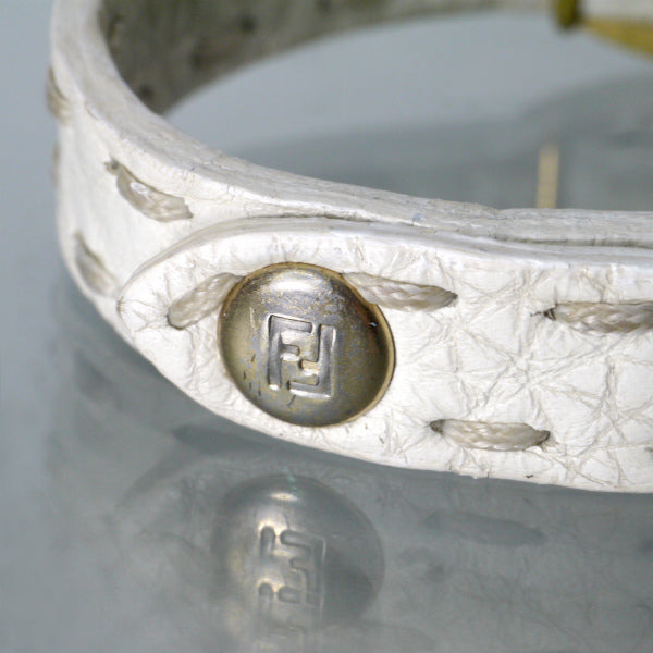 Fendi　セレリア ホース金具レザーブレスレット（白）