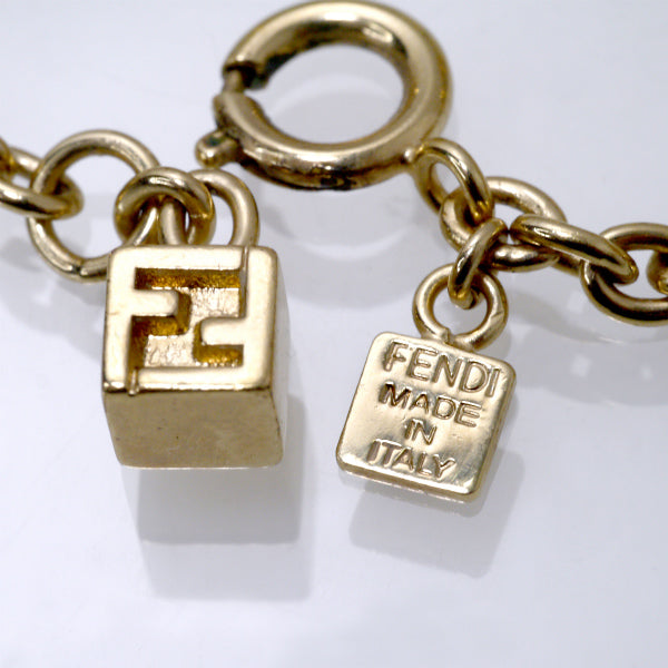 FENDI　FFロゴキューブ チェーンブレスレット（ゴールド）