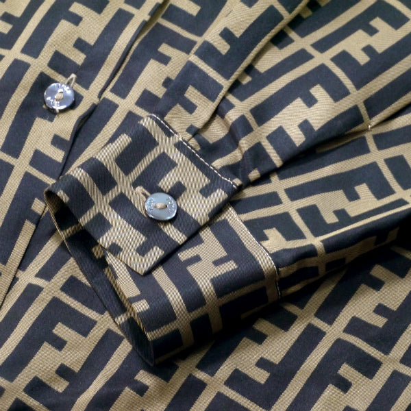 FENDI vintageズッカ柄シャツブラウス（茶）