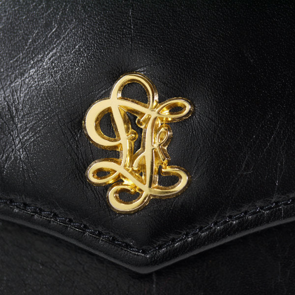 Louis Feraud 総革製半円ショルダーバッグ （黒）