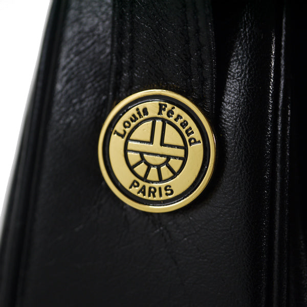 Louis Feraud 総革製半円ショルダーバッグ （黒）