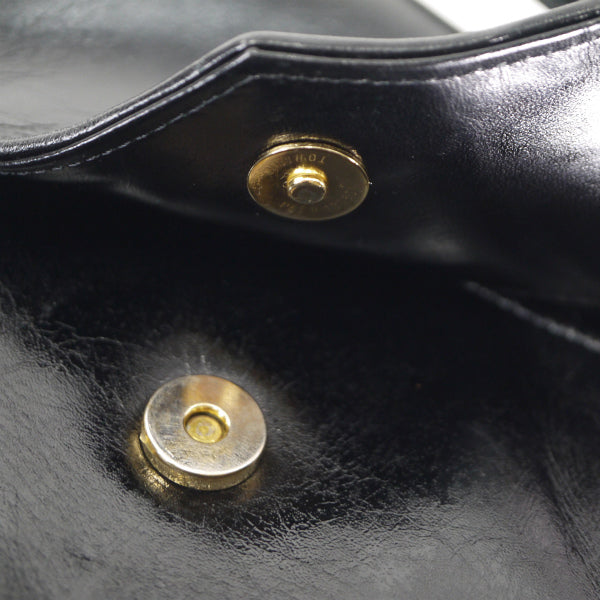 Louis Feraud 総革製半円ショルダーバッグ （黒）