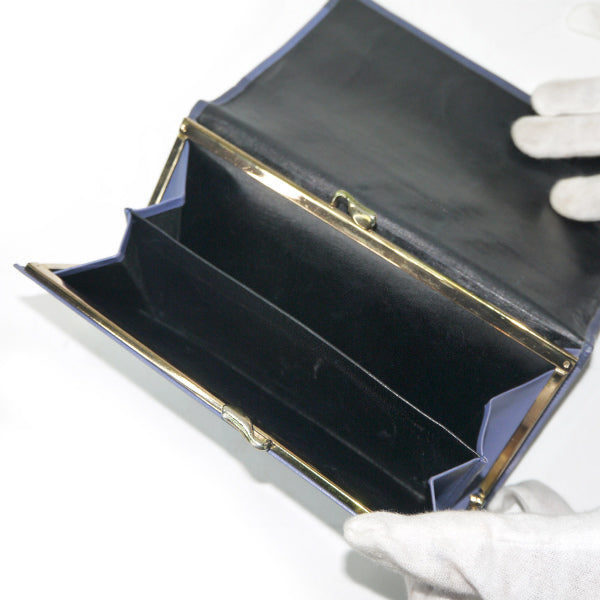 Louis Feraud 総革製がま口長財布（青）