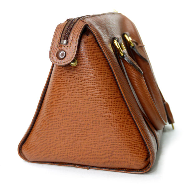 GIANFRANCO FERRE　鍵付き総革ミニボストン（明茶）