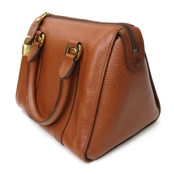 GIANFRANCO FERRE　鍵付き総革ミニボストン（明茶）