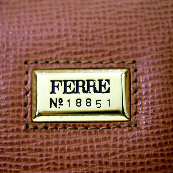 GIANFRANCO FERRE　鍵付き総革ミニボストン（明茶）