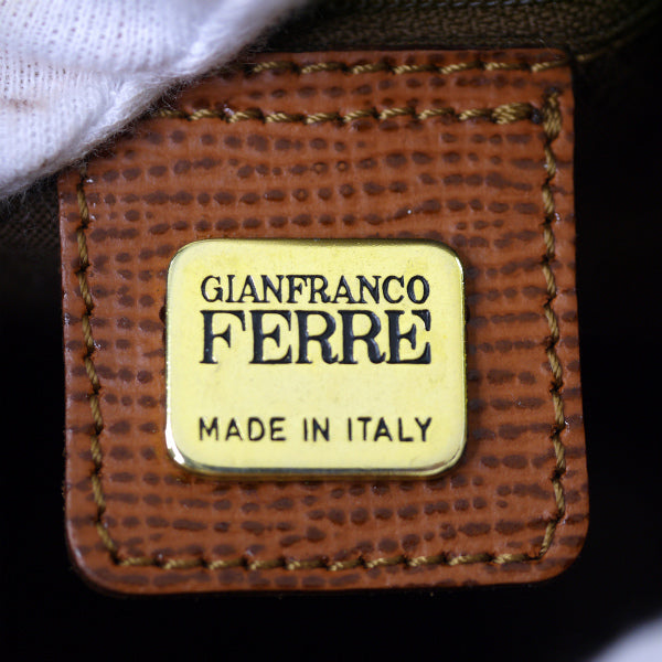 GIANFRANCO FERRE　鍵付き総革ミニボストン（明茶）