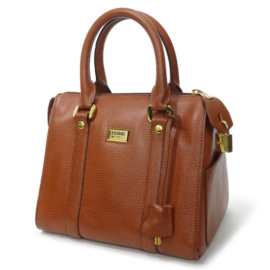 GIANFRANCO FERRE　鍵付き総革ミニボストン（明茶）
