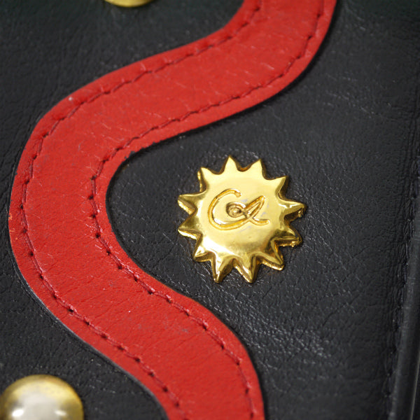 Christian Lacroix　総革製ウェーブライン折り財布（黒）