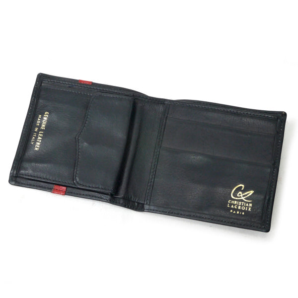 Christian Lacroix　総革製ウェーブライン折り財布（黒）