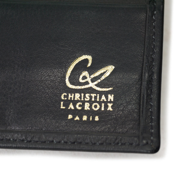 Christian Lacroix　総革製ウェーブライン折り財布（黒）