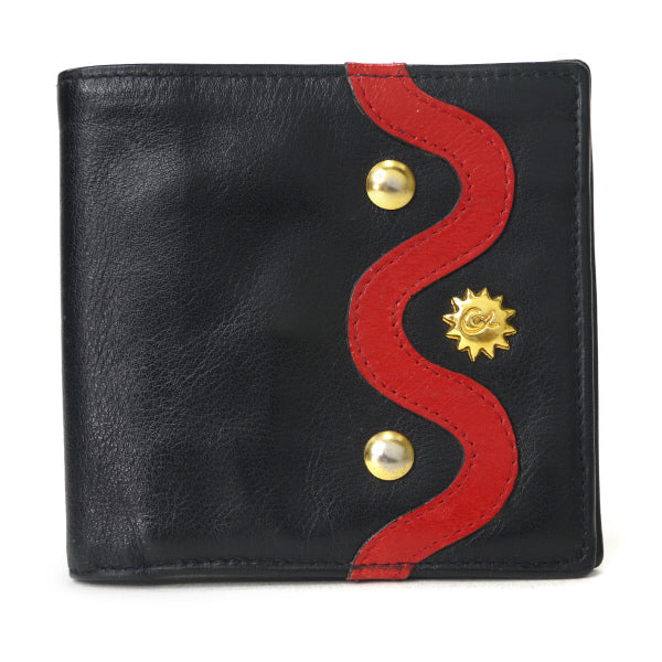 Christian Lacroix　総革製ウェーブライン折り財布（黒）
