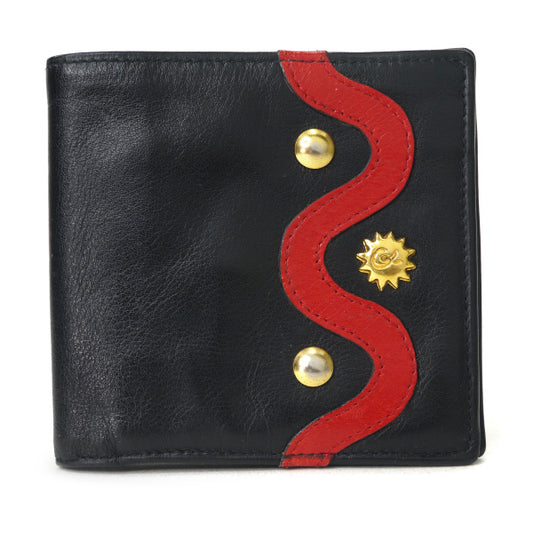Christian Lacroix　総革製ウェーブライン折り財布（黒）