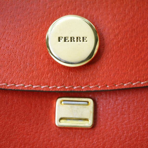 GIANFRANCO FERRE　総革2WAYハンドバッグ（朱赤）