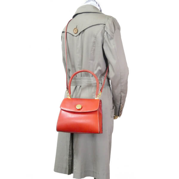 GIANFRANCO FERRE　総革2WAYハンドバッグ（朱赤）