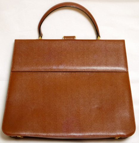 Salvatore Ferragam　総皮大型ハンドバッグ(茶)