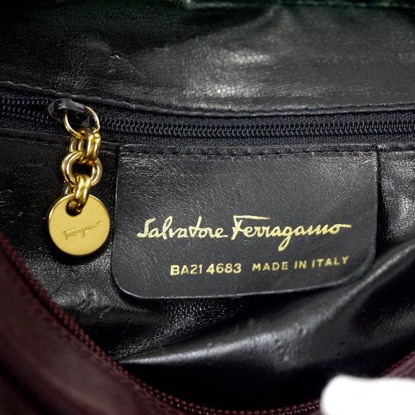 Salvatore Ferragamo  Varaリボン 総革ショルダー（ボルドー）