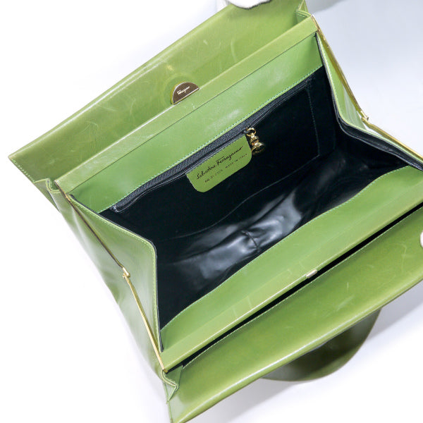 Salvatore Ferragamo  ＜訳あり＞ガンチーニ大型レザートート（黄緑）