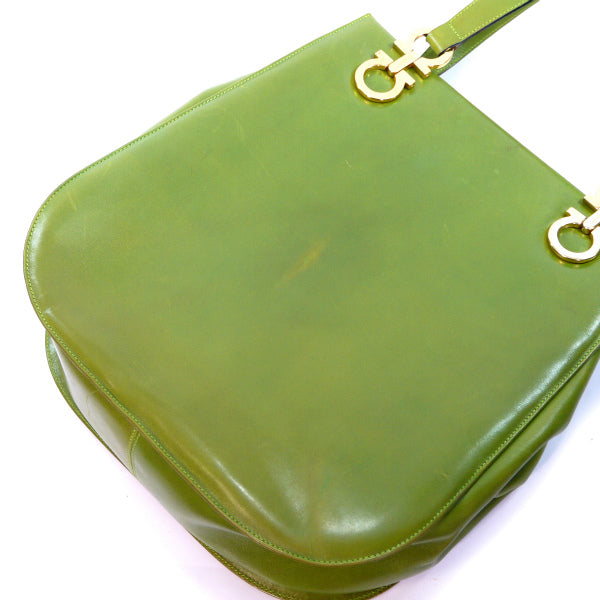 Salvatore Ferragamo  ＜訳あり＞ガンチーニ大型レザートート（黄緑）