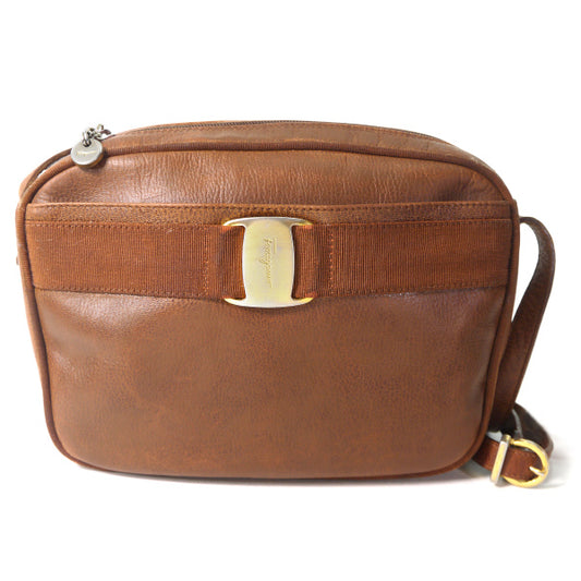 Salvatore Ferragamo   Varaリボン ポシェットバッグ（茶）