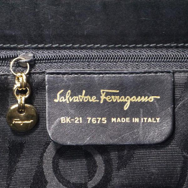 Salvatore Ferragamo　Vara金具レザーハンドバッグ（黒）