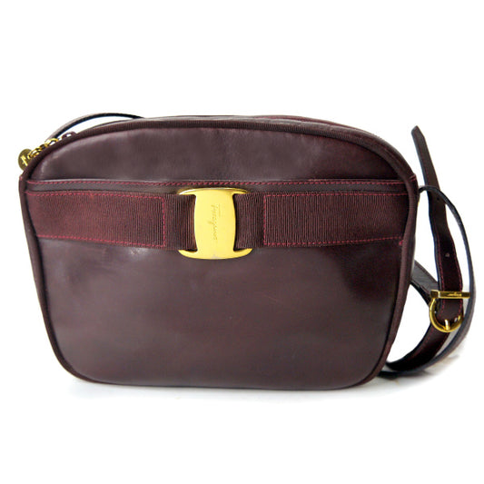 Salvatore Ferragamo  Varaリボン ポシェットバッグ（ボルドー）