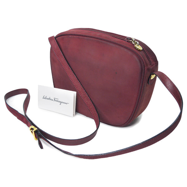 Salvatore Ferragamo  Varaリボン ポシェットバッグ（赤/ヌバック）