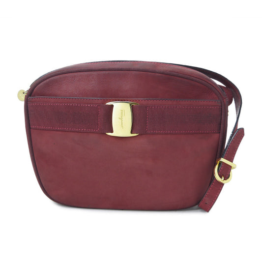 Salvatore Ferragamo  Varaリボン ポシェットバッグ（赤/ヌバック）