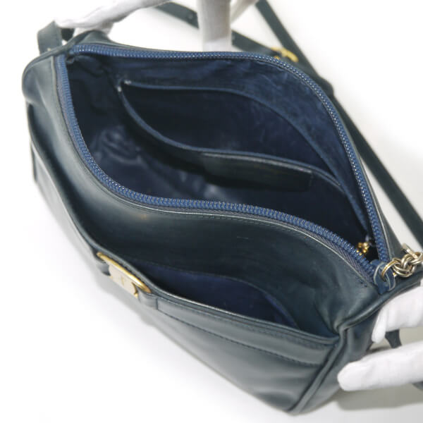 Salvatore Ferragamo   Varaリボン スクエアミニショルダー（濃紺）