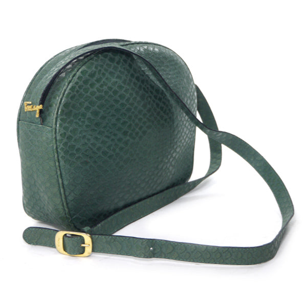 Salvatore Ferragamo　レア！パイソン半円ショルダー（深緑）