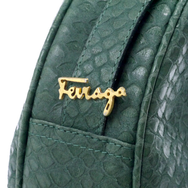 Salvatore Ferragamo　レア！パイソン半円ショルダー（深緑）